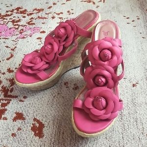 JustFab Floral Leather Wedges